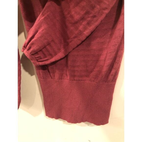 Hinge Dusty Rose Pink Woven Scoop Neck Elastic Wide Waist Puff Sleeve Shirt - Picture 7 of 13